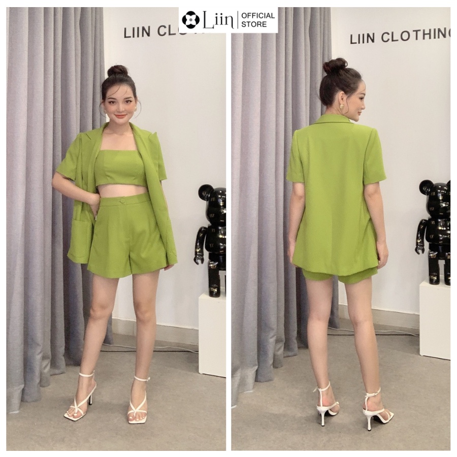Vest cộc tay màu xanh lá kiểu dáng năng động trẻ trung Liin Clothing V5469