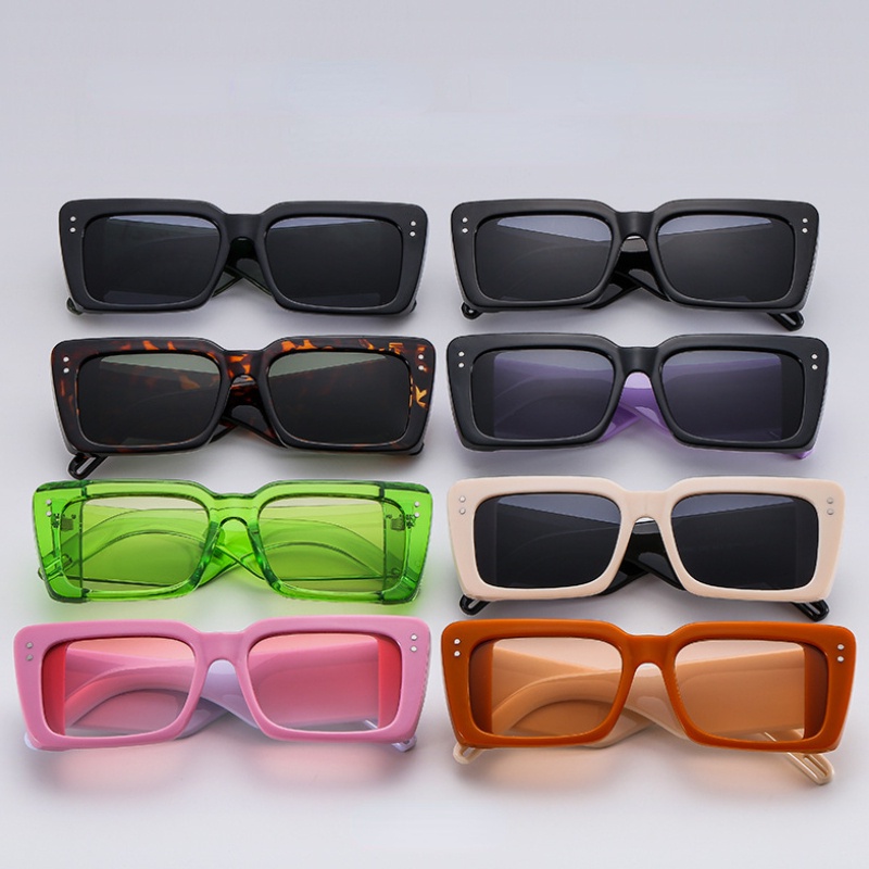 (YUZHU) Kính Mát Gọng Vuông Oversize Màu Kẹo Thời Trang Phương Tây