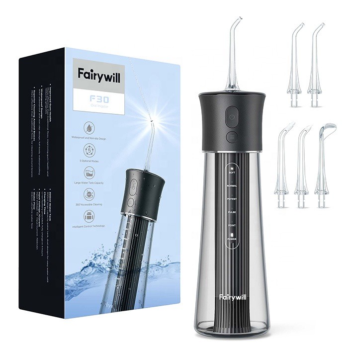 Tăm nước cầm tay fairywill F30 hàng Đức chăm sóc răng miệng niềng, implant tặng củ sạc