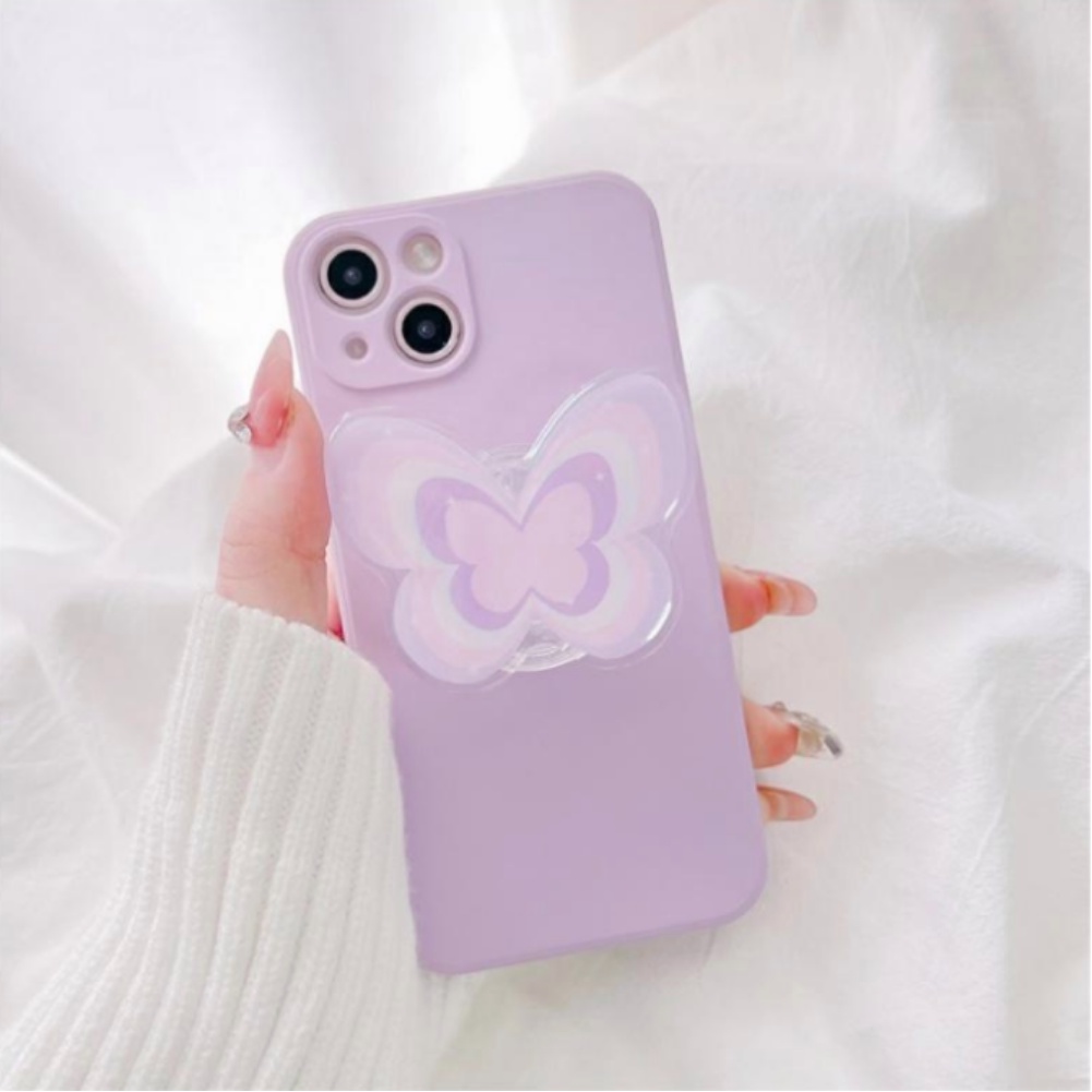 Ốp Điện Thoại TPU Mềm Chống Sốc Họa Tiết Bướm / Trái Tim Màu Gradient Có Giá Đỡ Xoay Cho IPhone 11 7Plus 13 12 11 Pro Max