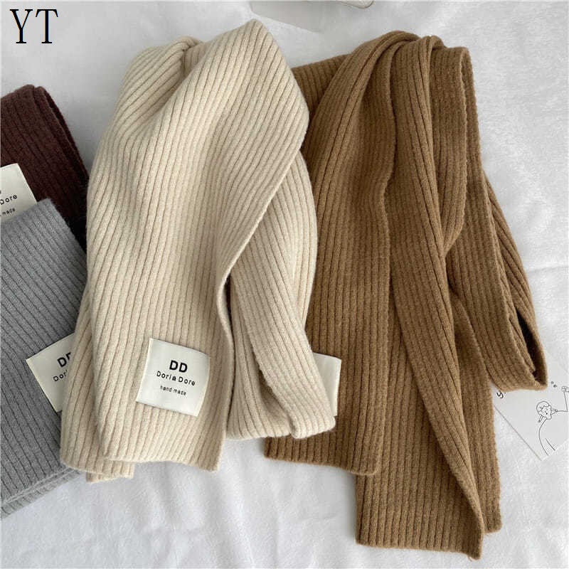 Khăn Choàng Len Dệt Kim Dày Dặn Màu Cà Phê Sữa Phong Cách Hàn Quốc Dành Cho Cặp Đôi