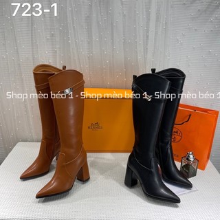 Bốt boot đùi lửng hm mũi nhọn đai khoá ngang gót trụ fullbox