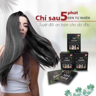 Dầu gội thảo dược phủ bạc tóc tại nhà topcharm - phủ bạc đen tóc, gội là đen