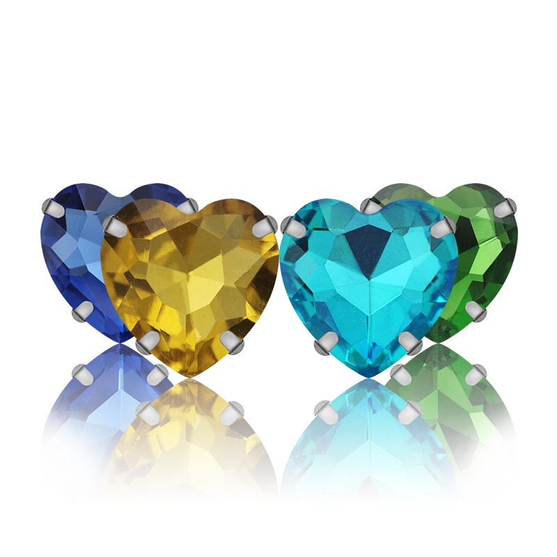 Phụ Kiện Trang Trí Cổ Áo Hình Trái Tim Bằng Thủy Tinh 10pcs