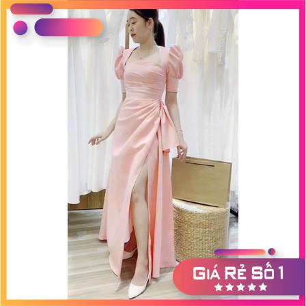 Đầm maxi cô dâu đi bàn xoè cổ U chéo TRIPBLE T DRESS - size S/M/L - MS29Y