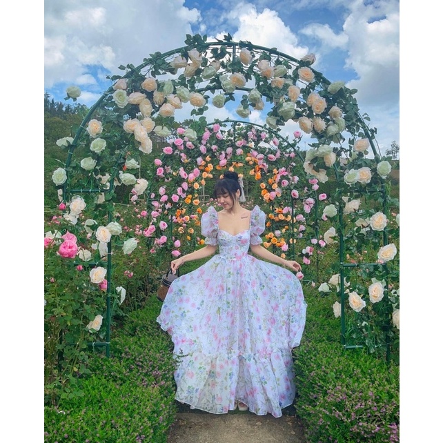 VÁY CÔNG CHÚA ORGANZA IN HOA, VÁY NÀNG THƠ, VÁY TIỂU THƯ, VÁY ĐI TIỆC, VÁY DU LỊCH, VÁY ĐI CHƠI, VÁY CHỤP PHOTO CONCEPT