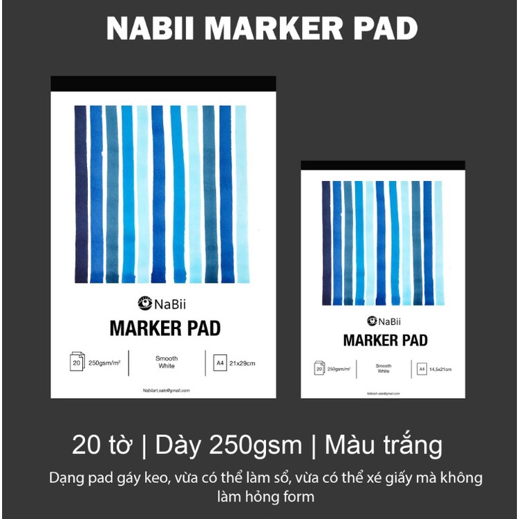 Sổ vẽ màu dạ Nabii Marker Pad 250gsm - 20 tờ