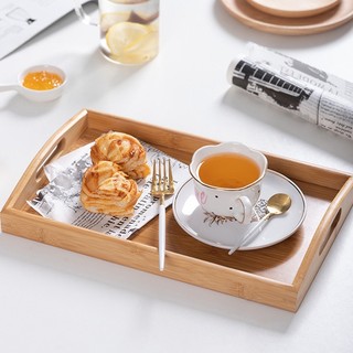 Khay gỗ tre có tay cầm , decor, khay gỗ tre