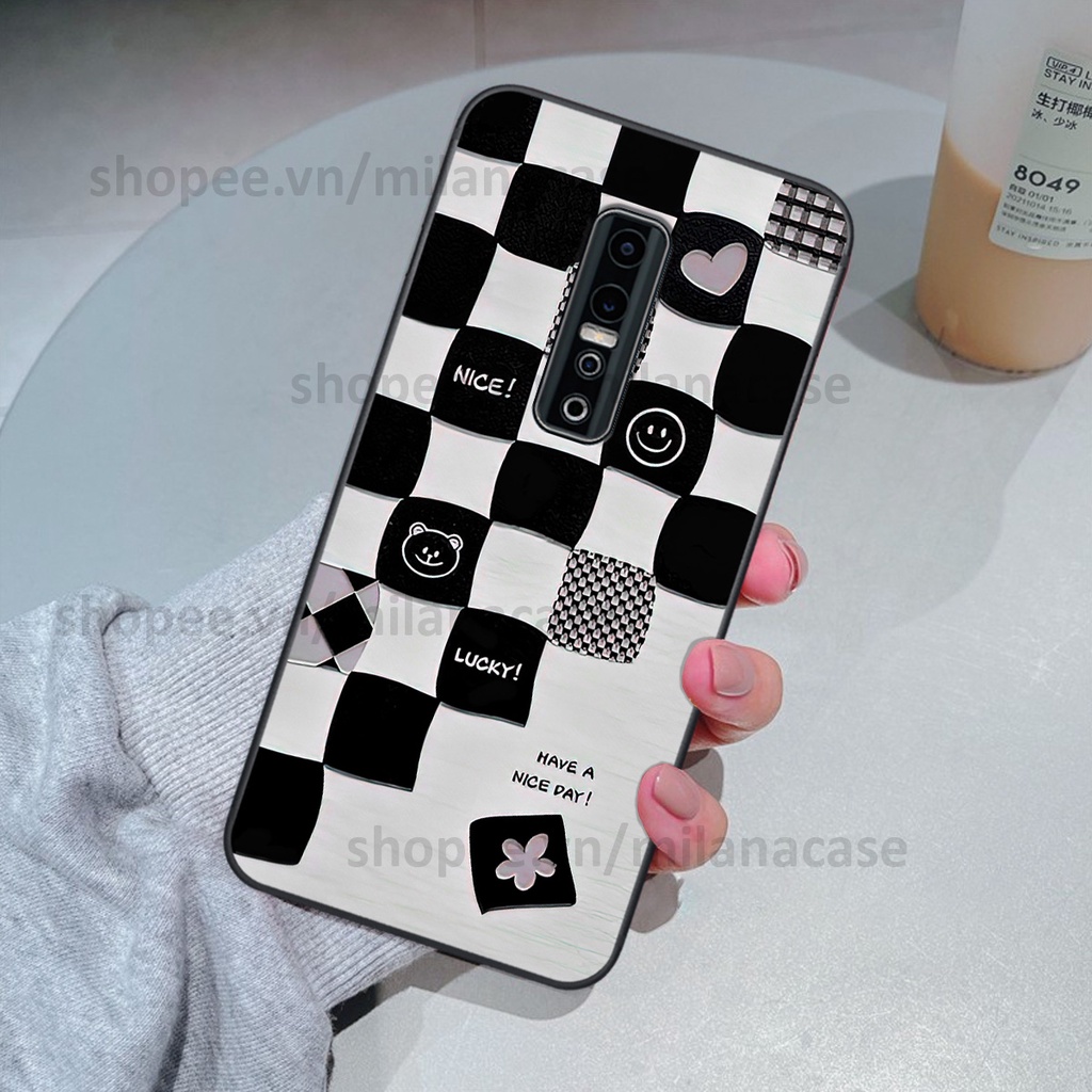 Ốp Vivo V17 Pro in hình caro trái tim siêu đẹp, siêu nét đầy phong cách cá tính