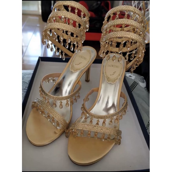 ORDER 🌺 Giày Korea hạt đá dây quấn gót nhọn 8cm & 10cm