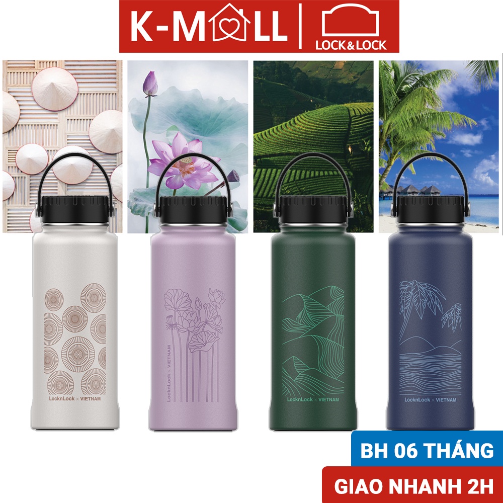 Bình giữ nhiệt Lock&Lock Riga Tumbler 897ml (Ver Việt Nam) có khay lưới lọc trà inox và quai xách LHC4160 - K-MALL