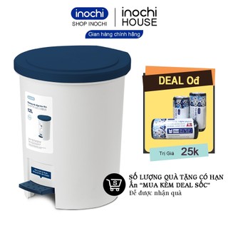 Thùng rác nhựa đạp chân nắp tròn inochi 12l lít làm sọt rác văn phòng,đựng rác gia đình, trong nhà thrt12l