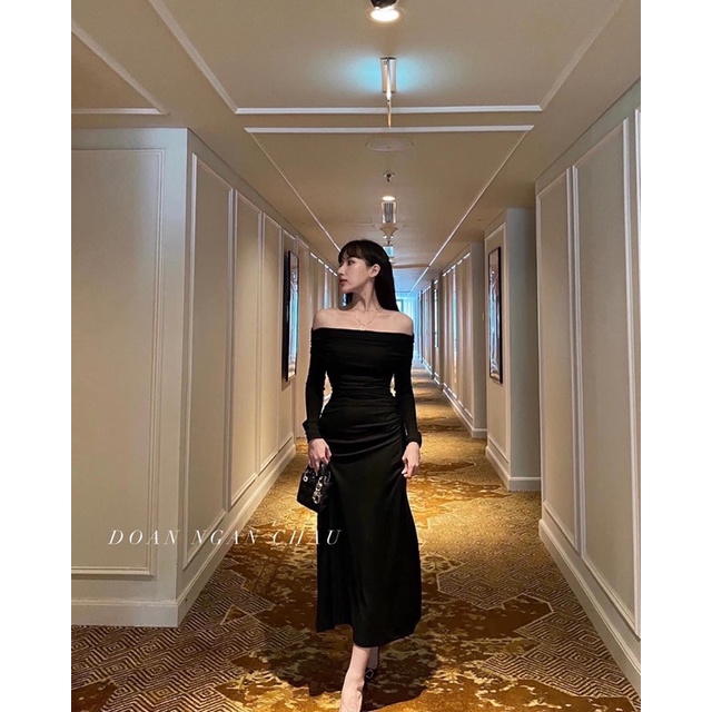 VÁY LEN TĂM TRỄ VAI DÁNG MAXI XOÈ