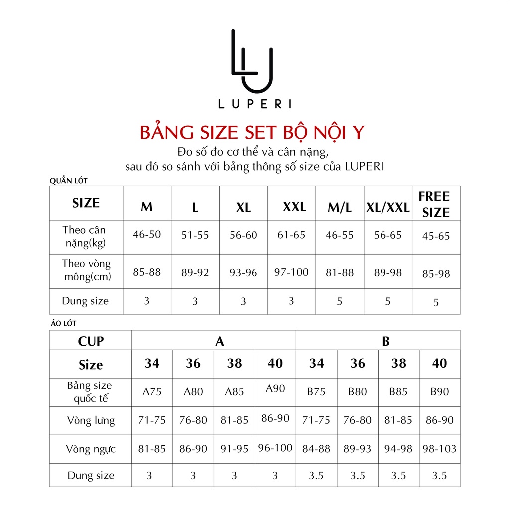 Set bộ đồ lót cao cấp Luperi NY816 mẫu mặc