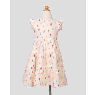 Đầm cotton xô e.studio hoạ tiết trái thơm cho bé gái