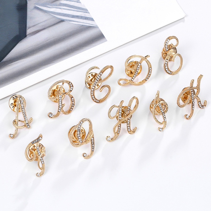 Ghim Cài Áo Hình 26 Chữ Cái Đính Đá Nhân Tạo Thời Trang