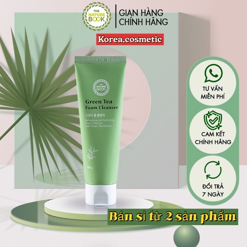 Sữa rửa mặt trà xanh The Nature Book Green Tea Foam Cleanser lọ 120g - OT043