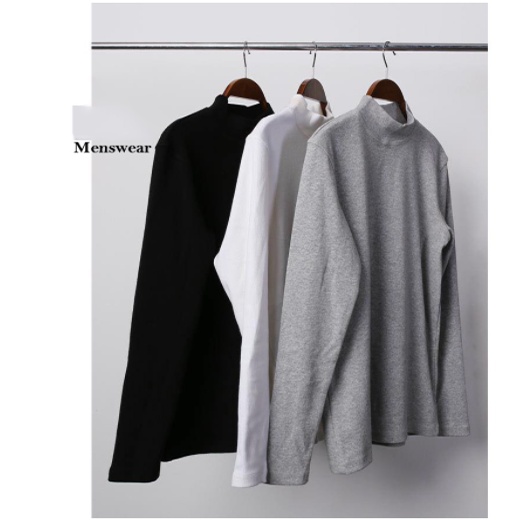 Áo giữ nhiệt nam, áo thun nam dài tay cotton cổ cao 5cm co dãn 4 chiều siêu ấm