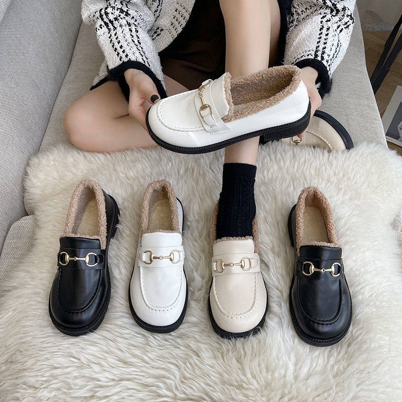 Giày Búp Bê Phối Lông Thú Thiết Kế Hợp Thời Trang Cho Phái Nữ