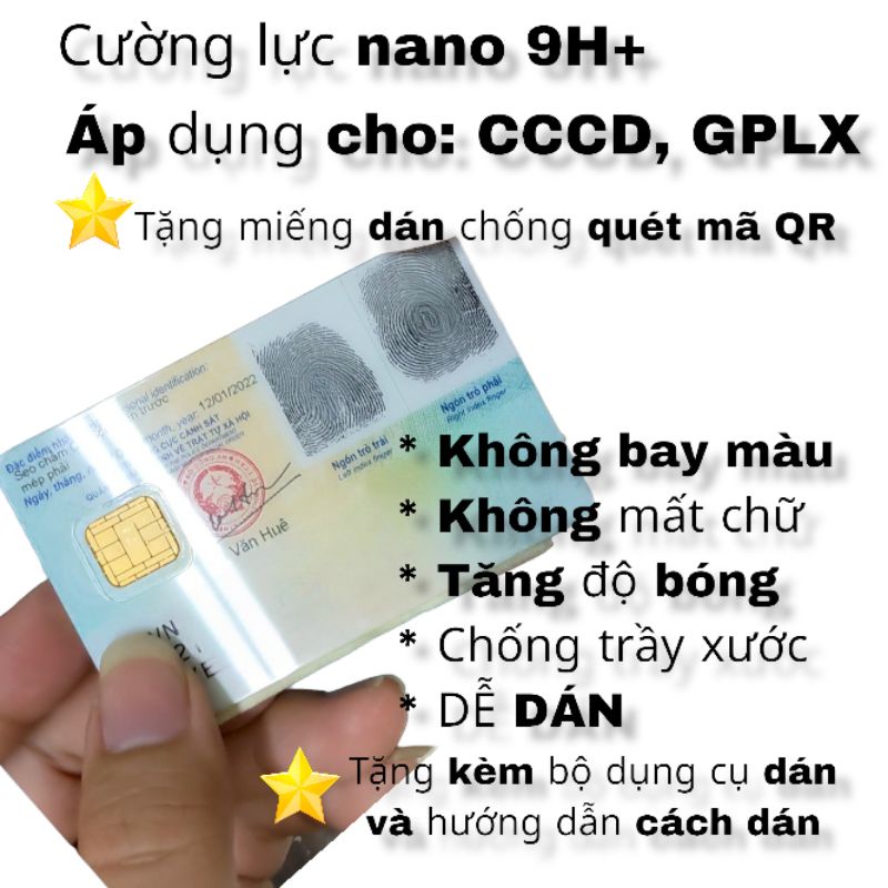 Kính Cường Lực 9H+ Dán Bảo Vệ chống trầy CCCD và GPLX