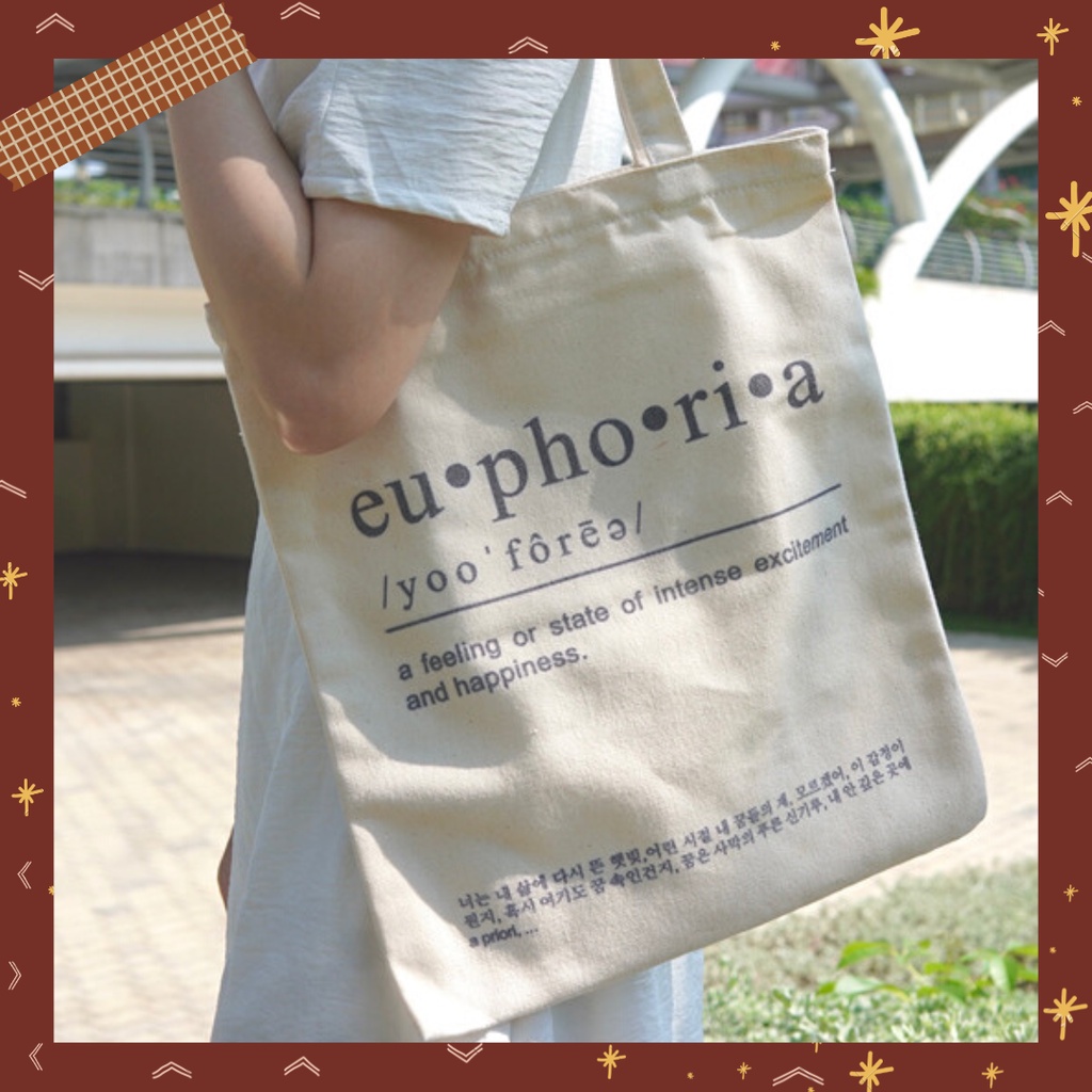 Túi tote vải canvas basic Euphoria phong cách tối giản miloostudios