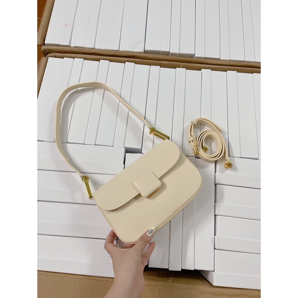 Túi xách nữ kẹp nách La Dolce Vita nắp gập khóa vuông, 2 dây đeo vai đeo chéo - CK111