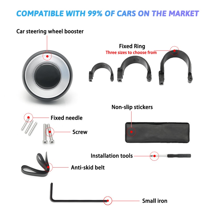 Núm Xoay 360 Độ Bằng Kim Loại Cho Vô Lăng Xe Hơi