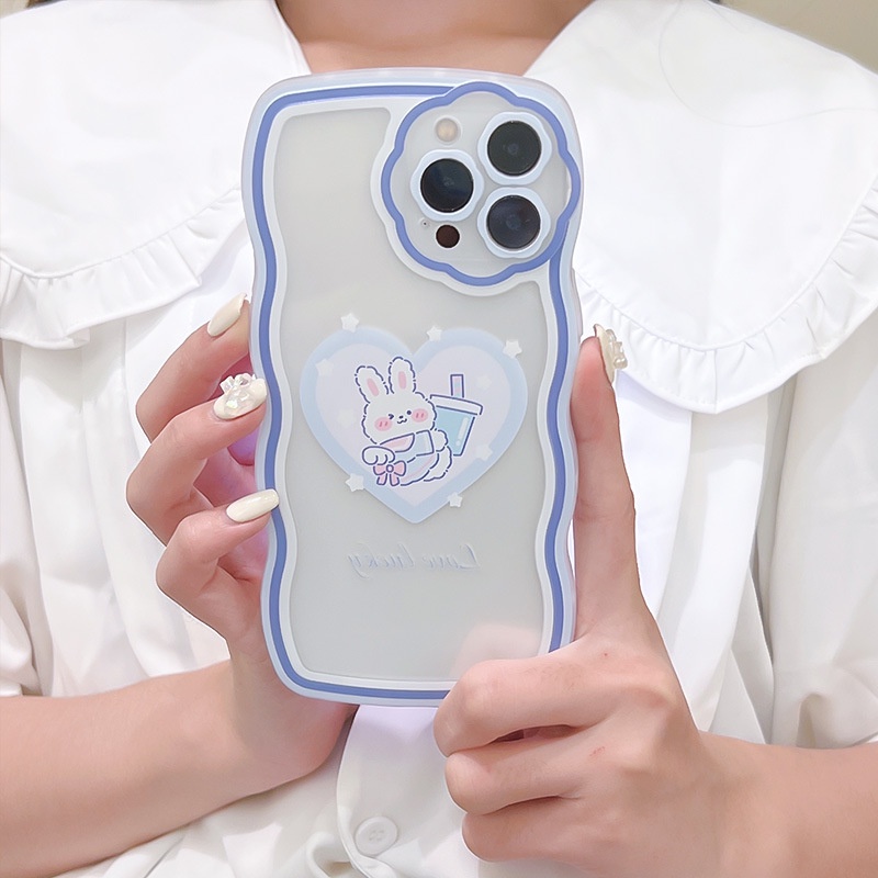 Ốp Điện Thoại Hình Thỏ Uống Trà Sữa Cho  iphone 7 / 7plus / 8 / 8plus / xs / 11 / 12 / 13 / 14 / pro / max / plus / promax
