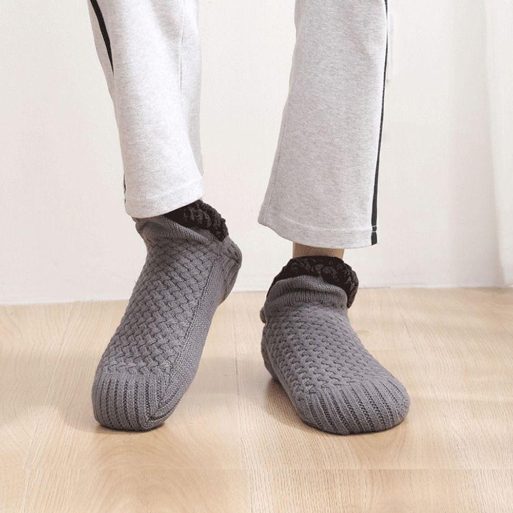 FALLFORBEAUTY Vớ Cotton Dày Chống Trượt Giữ Ấm Màu Sắc Đơn Giản Dành Cho Nam Và Nữ