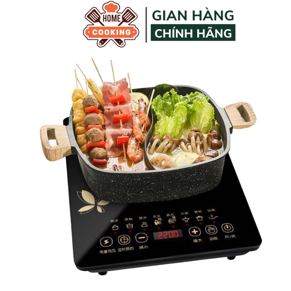 Bếp từ mặt kính chịu lực Peskoe công suất 2200w, 8 chế độ nấu,hẹn giờ thông minh, tiết kiệm điện năng, bảo hành 12 tháng