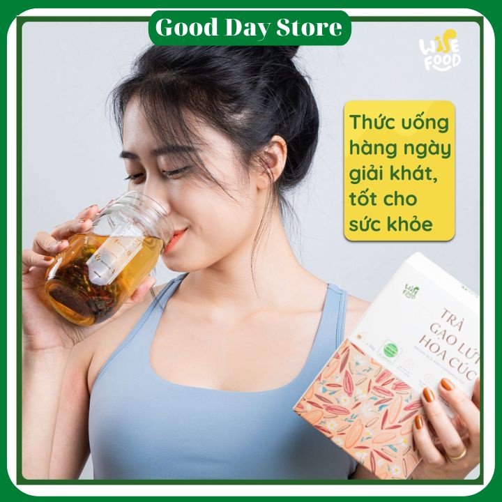 COMBO 2 HỘP Trà Gạo Lứt Hoa Cúc WISE FOOD , 1 hộp 600gram gồm 20 túi lọc tiện lợi khi sử dụng - GOOD DAY STORE