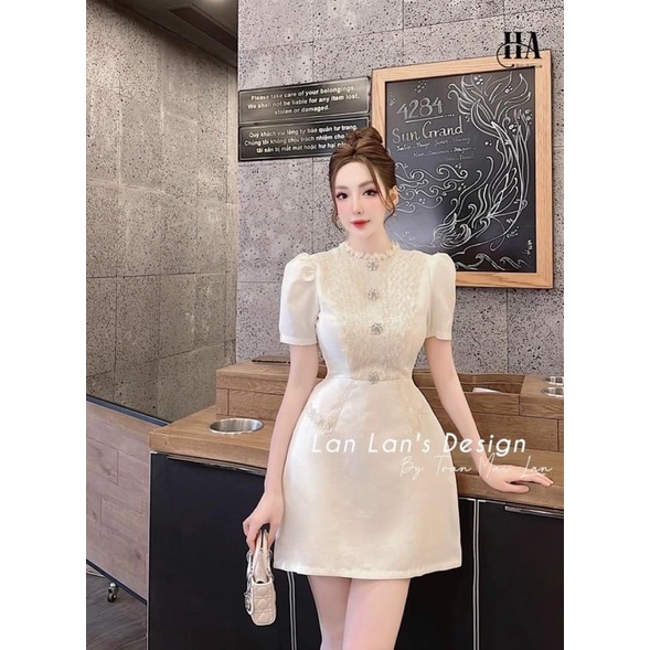 Vây dạ 2 lớp phối ren khuy đá _ Hàng loại 1