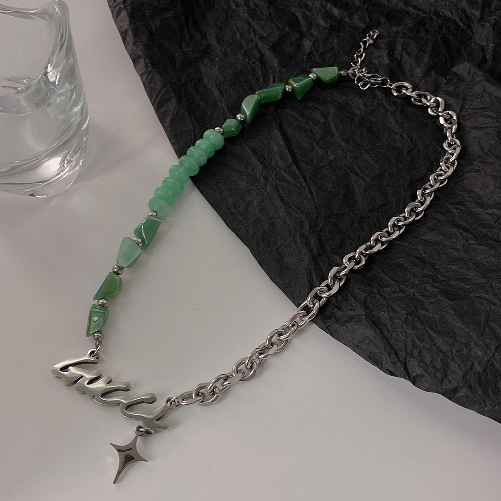 Vòng cổ nam nữ titan màu bạc ngọc Kuuclothes độc đáo cá tính phong cách đường phố - Dây Chuyền chuỗi G Chain