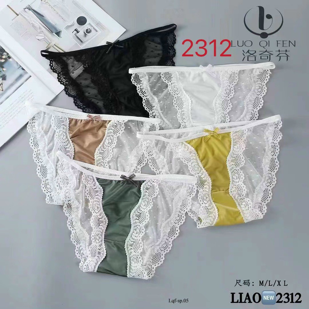 Quần lót lụa satin phối ren gợi cảm 2312