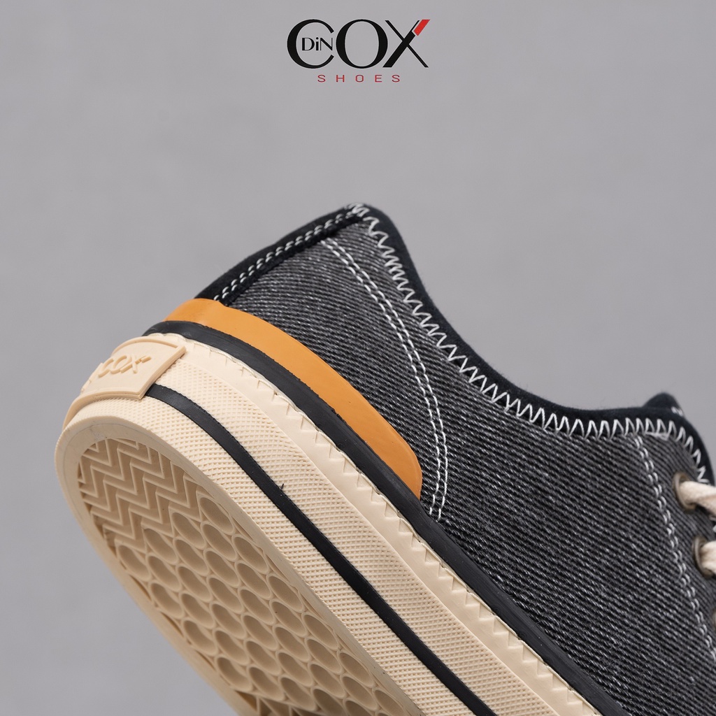 Giày Sneaker Vải Nam DINCOX D21 Ấn Tượng Black Wash Canvas Jean