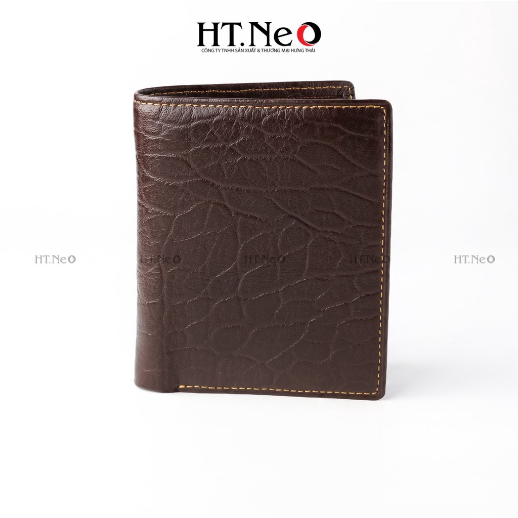 Ví nam đứng - Ví da bò HT.NEO nguyên miếng da bò, thiết kế trơn sang trọng, nhiều ngăn, đường may tỉ 1mỉ VN39