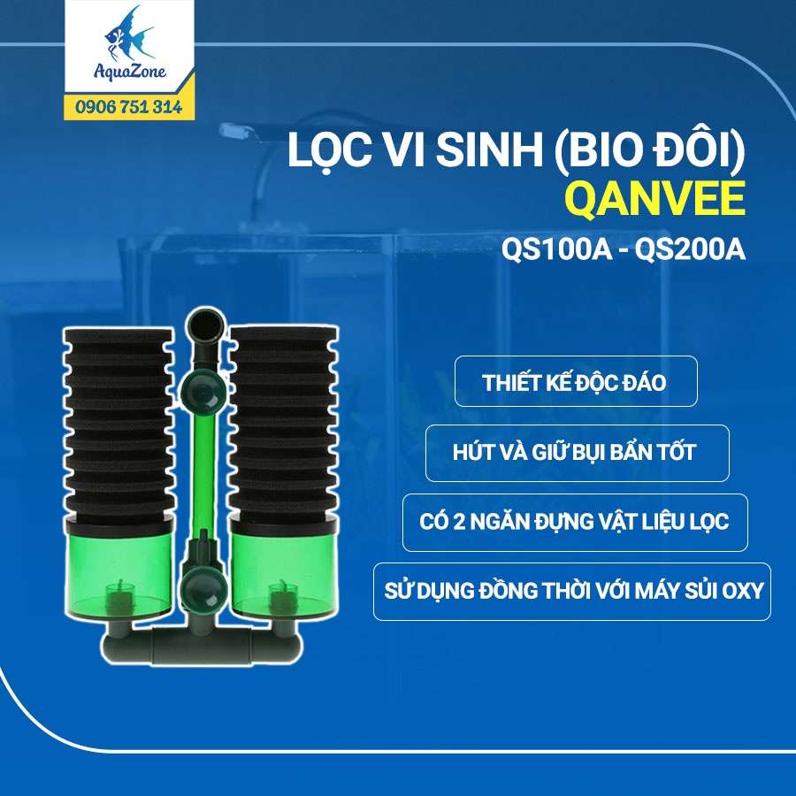 Lọc vi sinh Bio đôi Qanvee QS (Có ngăn chứa vật liệu lọc)