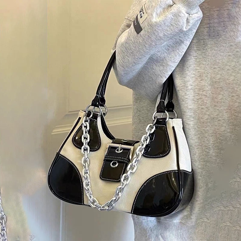 Mischa Túi Đeo Vai canvas Dây Xích Kim Loại Thời Trang Dễ Phối Đồ Cho Nữ