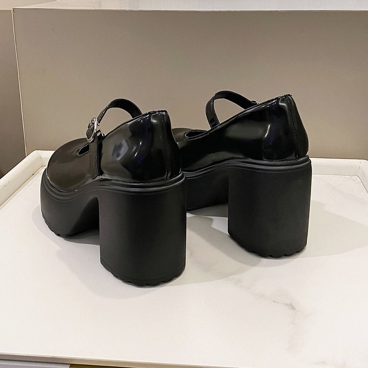 Giày Cao Gót 10cm Da PU Mũi Tròn Thời Trang Cho Nữ