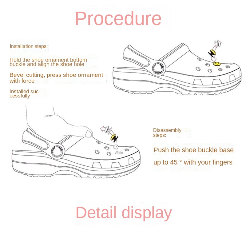 Phụ Kiện Khóa Dây Giày Crocs Hình Hoa / Trứng Chiên / Kem Cỡ Lớn Trang Trí Giày Karlochi Cho Nữ