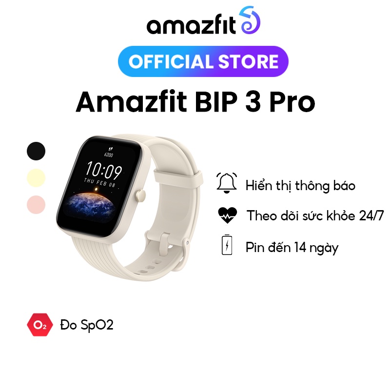 Đồng hồ thông minh Amazfit Bip 3 Pro - Rèn luyện sức khỏe - Màn hình lớn | Pin 2 tuần