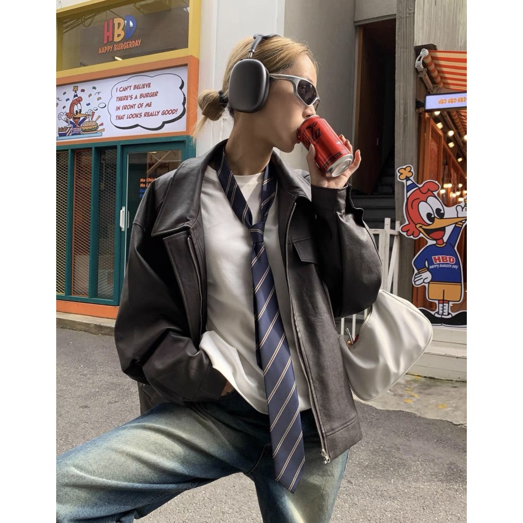 Áo khoác da túi hộp