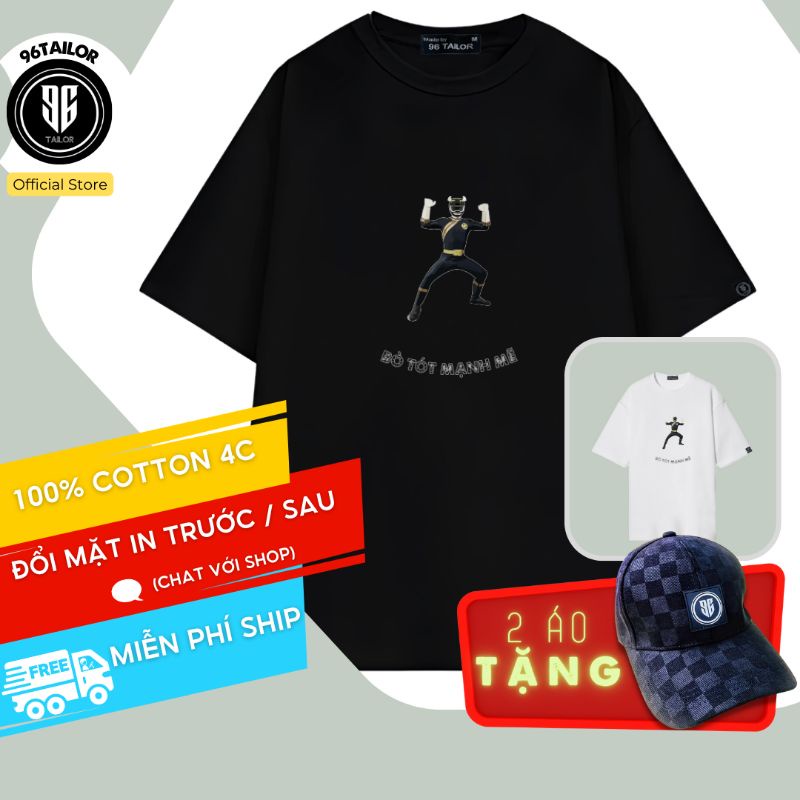Áo Thun Unisex SIÊU NHÂN GAO ĐEN - Form Rộng Oversize Tay Lỡ Nam Nữ - Trắng, Đen - Cotton 4 Chiều - 96Tailor - sngden