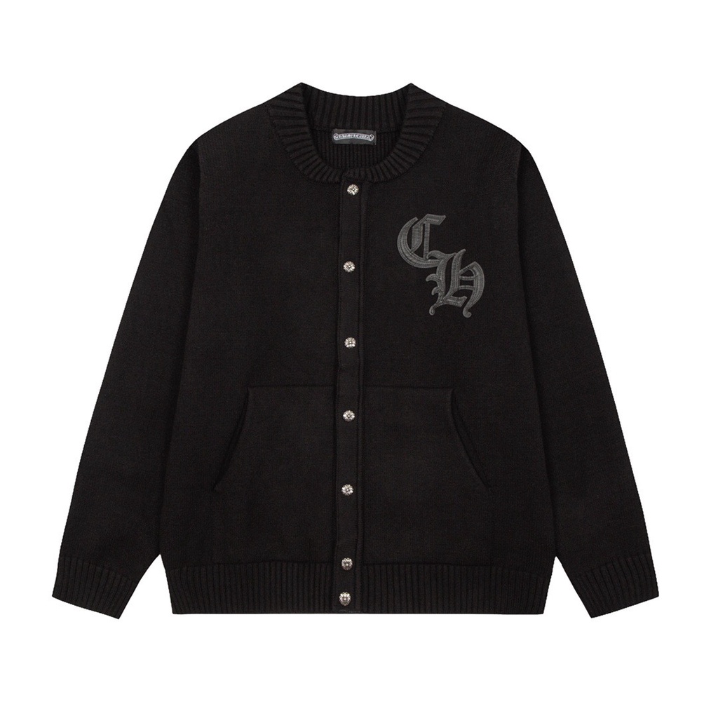 9HRG Chrome Hearts 22 early autumn new niche design baseball clothes coat cross classic heavy industry sweater cardigan