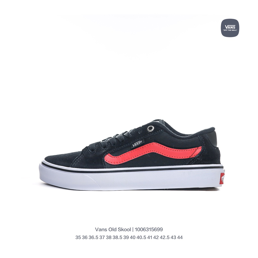 Giày Thể Thao Vans Old Skool Da Lộn Cổ Thấp Họa Tiết Kẻ Sọc Màu Đỏ Đen Phong Cách Cổ Điển Thời Trang Cho Nam Và Nữ-1853