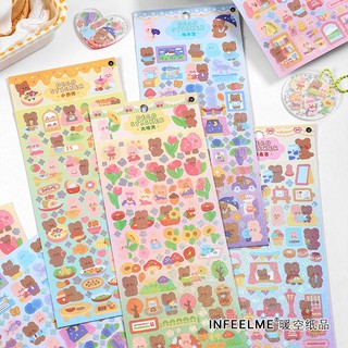 Sticker gấu nhũ trang trí toploader keyring