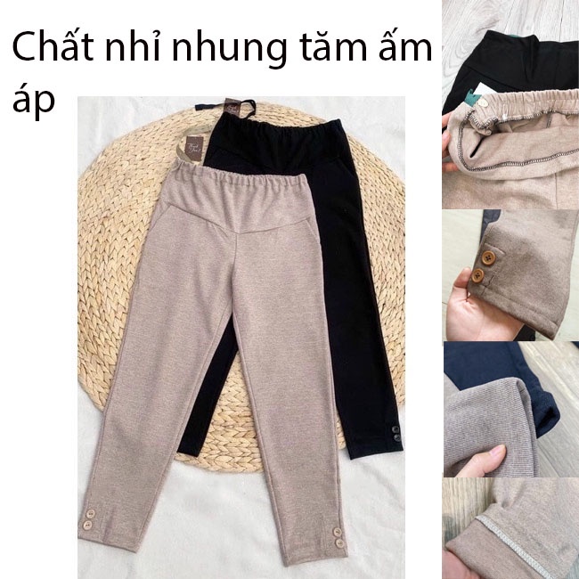 Quần Bầu Mùa Đông Larosa Dài Bo Gấu Mặc Nhà Chất Vải Nhung Tăm Ống Đứng Bigsize LAA103Q