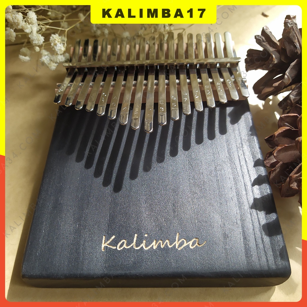 Đồ chơi cho bé đàn kalimba 17 phím màu đen khắc chữ kalimba, Đồ chơi gỗ cho bé nguyên khối hình chữ nhật