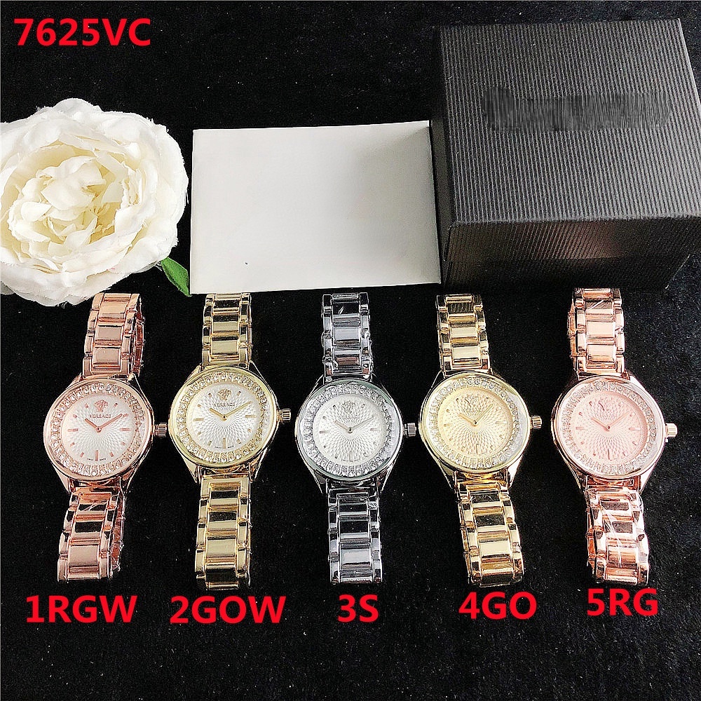 Đồng Hồ Quartz Mặt Đính Kim Cương Pha Lê Phong Cách Công Chúa