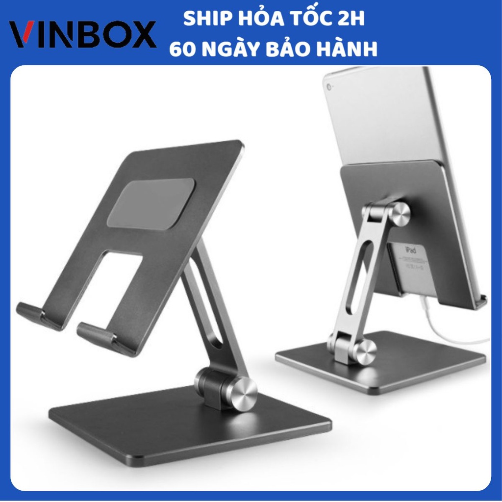Giá đỡ máy tính bảng ipad và điện thoại iphone gấp gọn nhôm để bàn nâng chỉnh độ cao chống mỏi mắt vai gáy VINBOX MT134